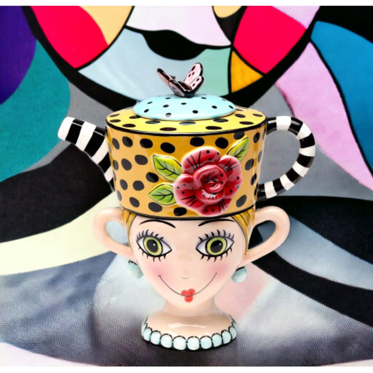 Lady Lux Ceramic Tea For One Set 7.5In Teapot 10Oz Cup 6Oz Mom